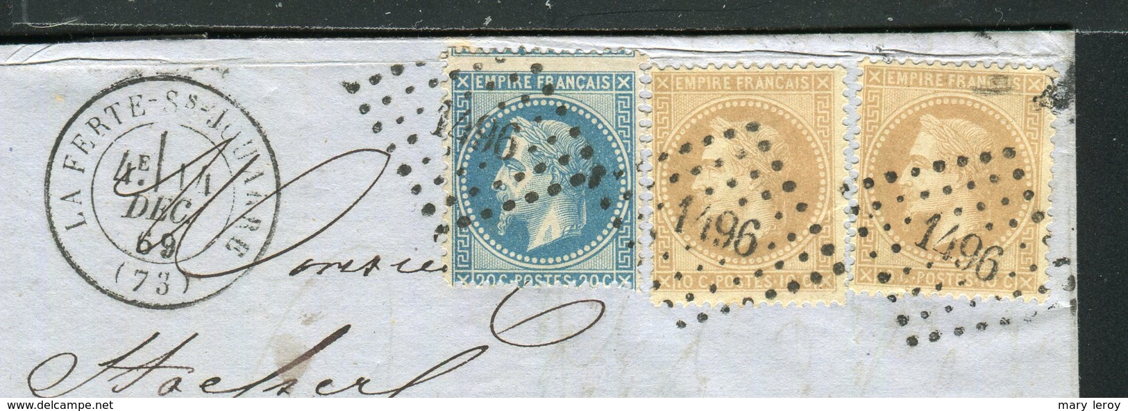 Superbe Lettre De La Ferté Sous Jouarré Pour Dampresny ( 1869 ) - Cachet PC Du GC 1496 - 1849-1876: Période Classique