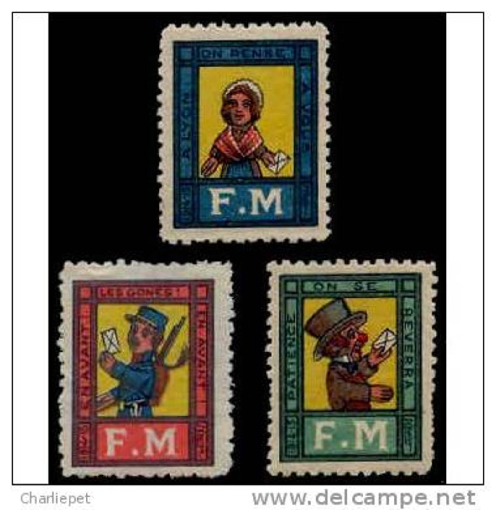 3 France WWI Military Franchise Stamps MH - Military Postage Stamps