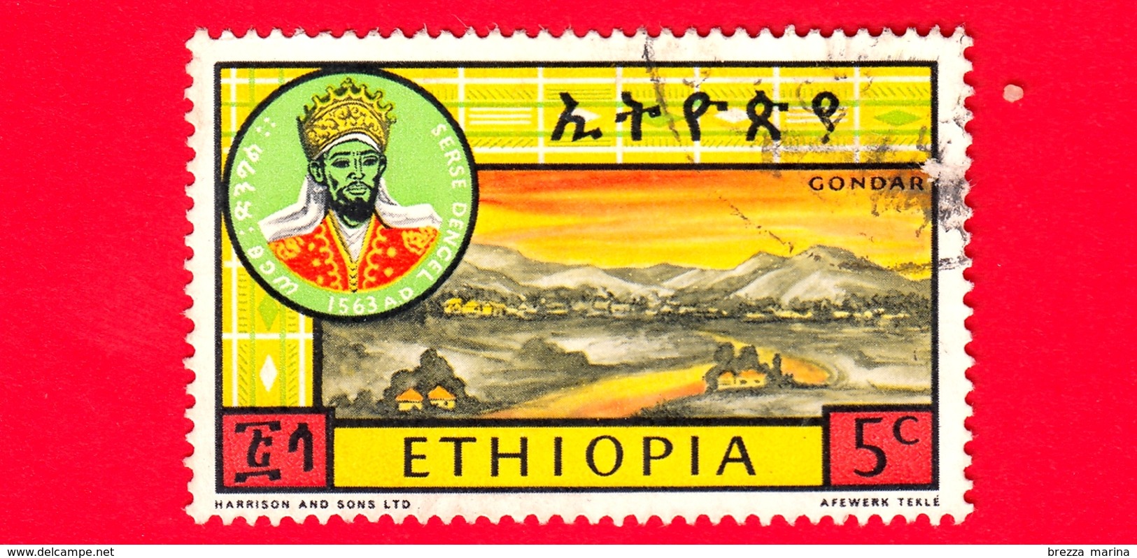 ETIOPIA - Usato - 1964 - Grandi Leader Etiopi II - Serse Dengel, Imperatore Dal 1563-1597 - 5 - Etiopia