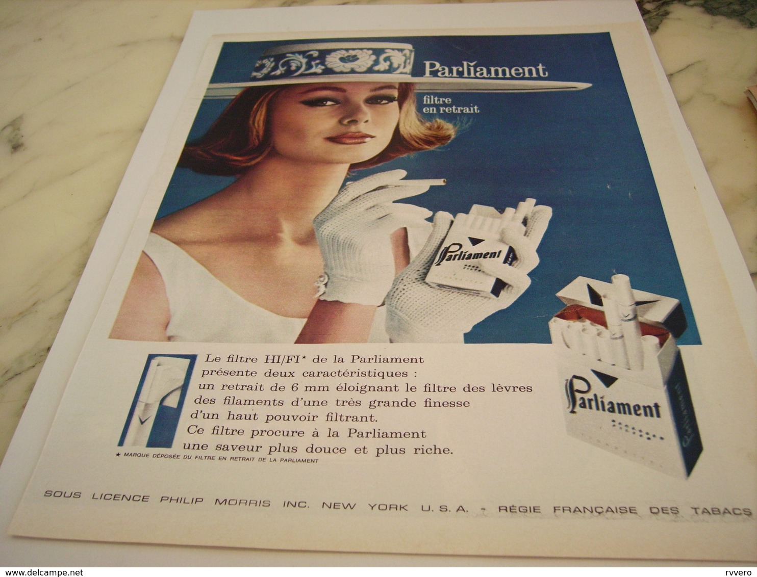 ANCIENNE PUBLICITE FILTRE EN RETRAIT CIGARETTE PARLIAMENT 1963 - Autres & Non Classés