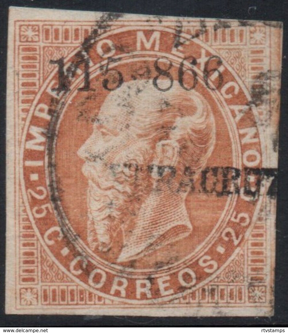 MEXICO - 1866, MAXI.- 25c. - 115-866, VERACRUZ, USED, SCOTT #33 - CAT.$11.00 - Mexico