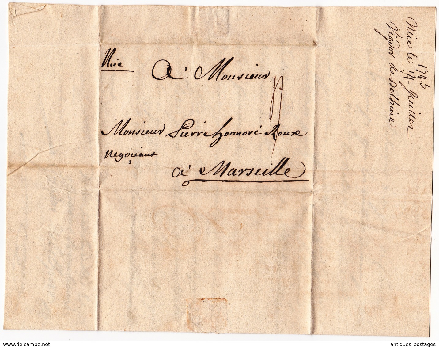 Lettre 1845 Nice Nizza Marseille Pierre Honoré Roux Balles De Coton Cotone Salvador Et Lazzero Recanati Livorno - Sardinien