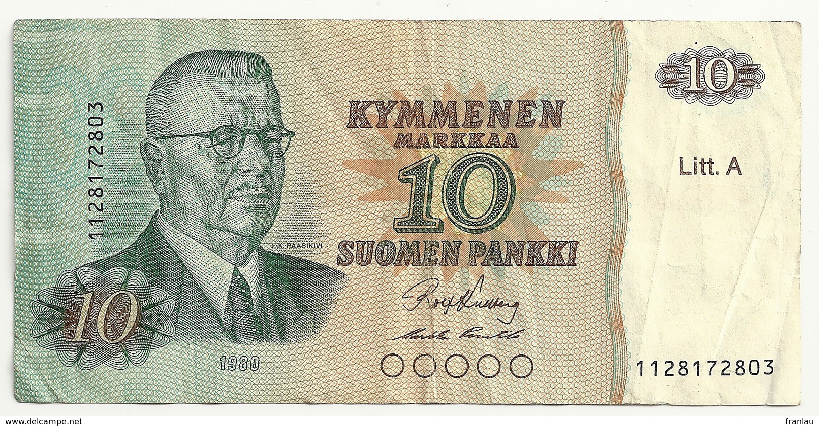 Finlande 10 Suomen Pankki 1980 - Finlande