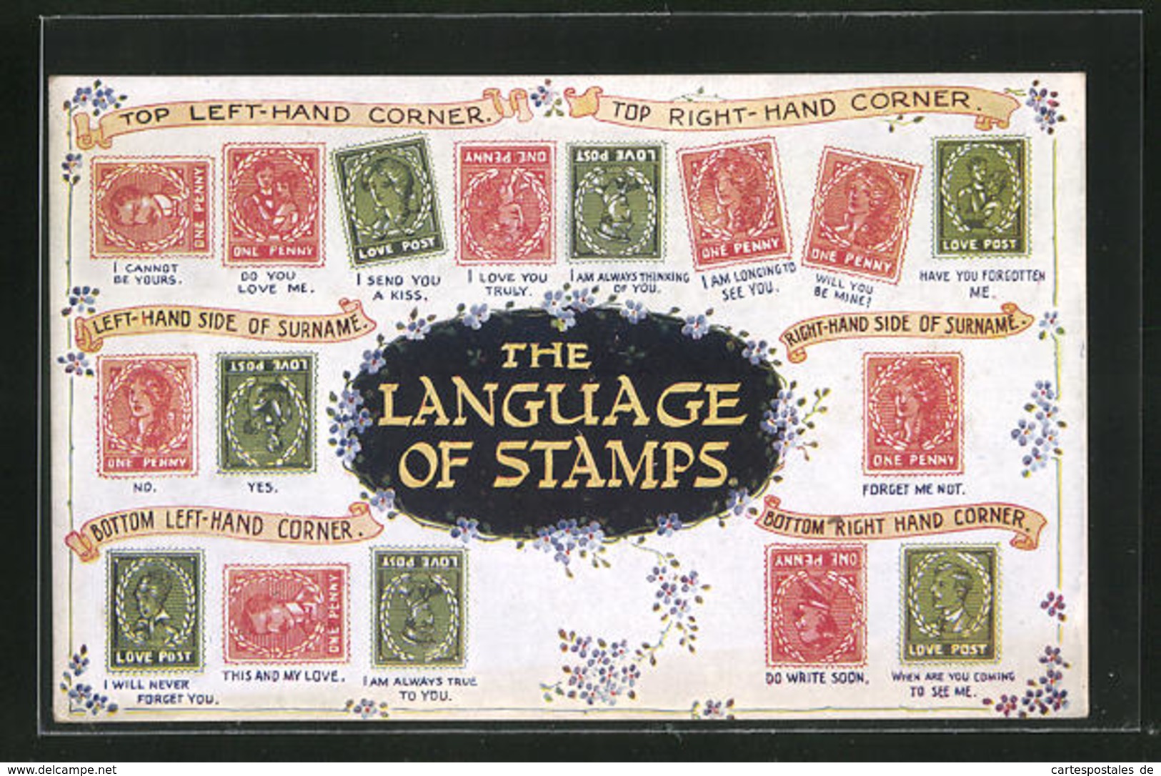 AK The Language Of Stramps, Briefmarkensprache - Briefmarken (Abbildungen)