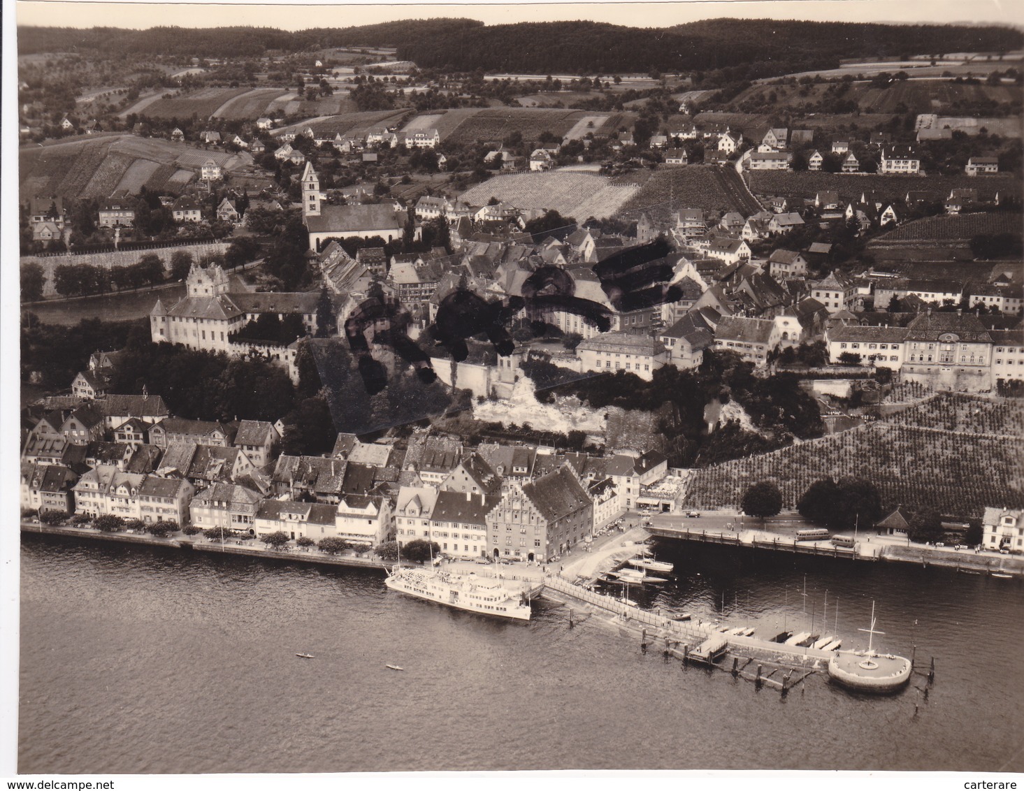 PHOTO ANCIENNE,ALLEMAGNE,GERMANY,MEERSBURG,BADE WURTEMBERG,LAC DE CONSTANCE,VIGNOBLE,VUE AERIENNE,RARE - Places