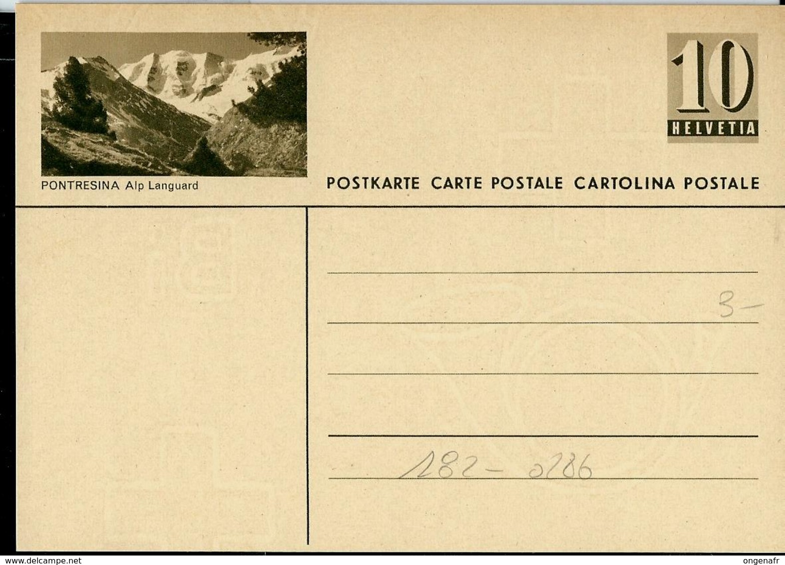 Carte Illustré Neuve N° 182 - 0286 G  PONTRESINA  Alp Languard  (Zumstein 2009) - Entiers Postaux