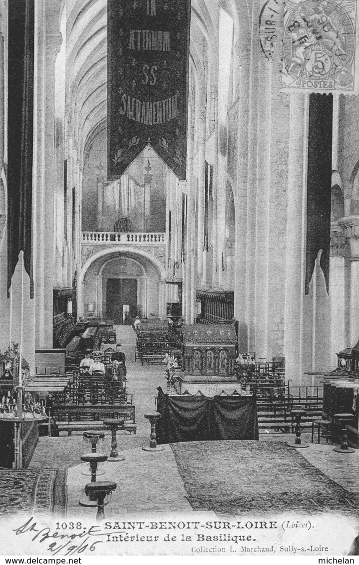 CPA   45  SAINT-LAURENT-SUR-LOIRE---INTERIEUR DE LA BASILIQUE---1906 - Other & Unclassified