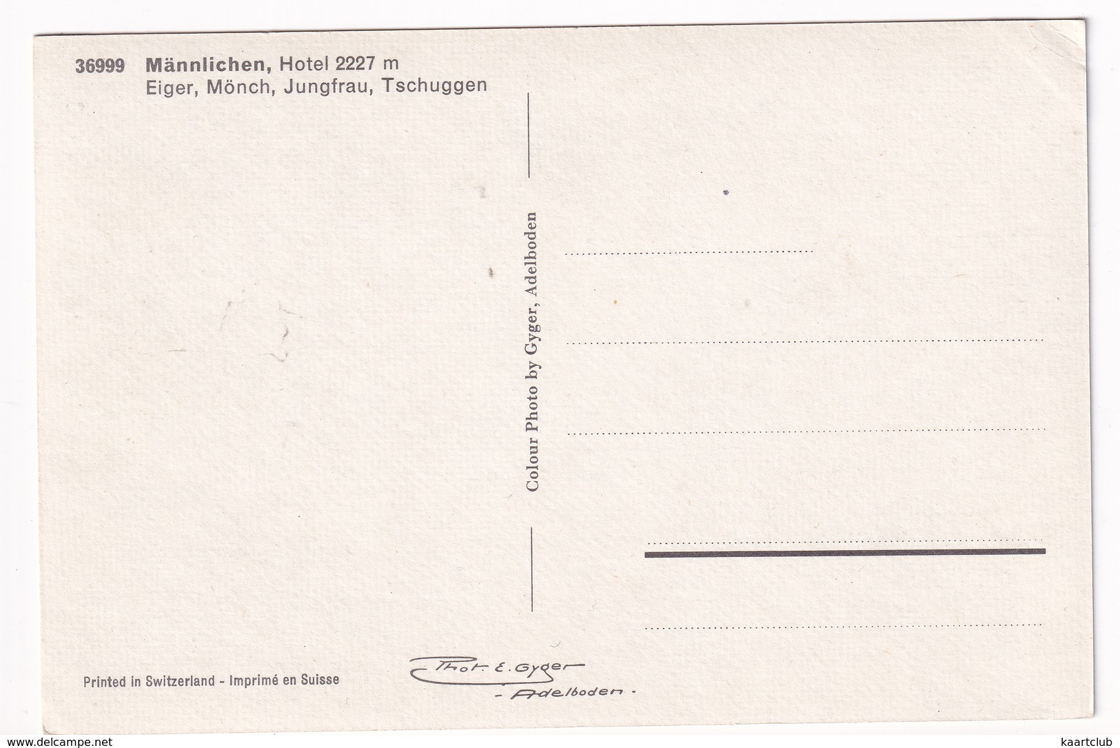 Männlichen, Hotel 2227 M. - Eiger, Mönch, Jungfrau, Tschuggen - Andere & Zonder Classificatie