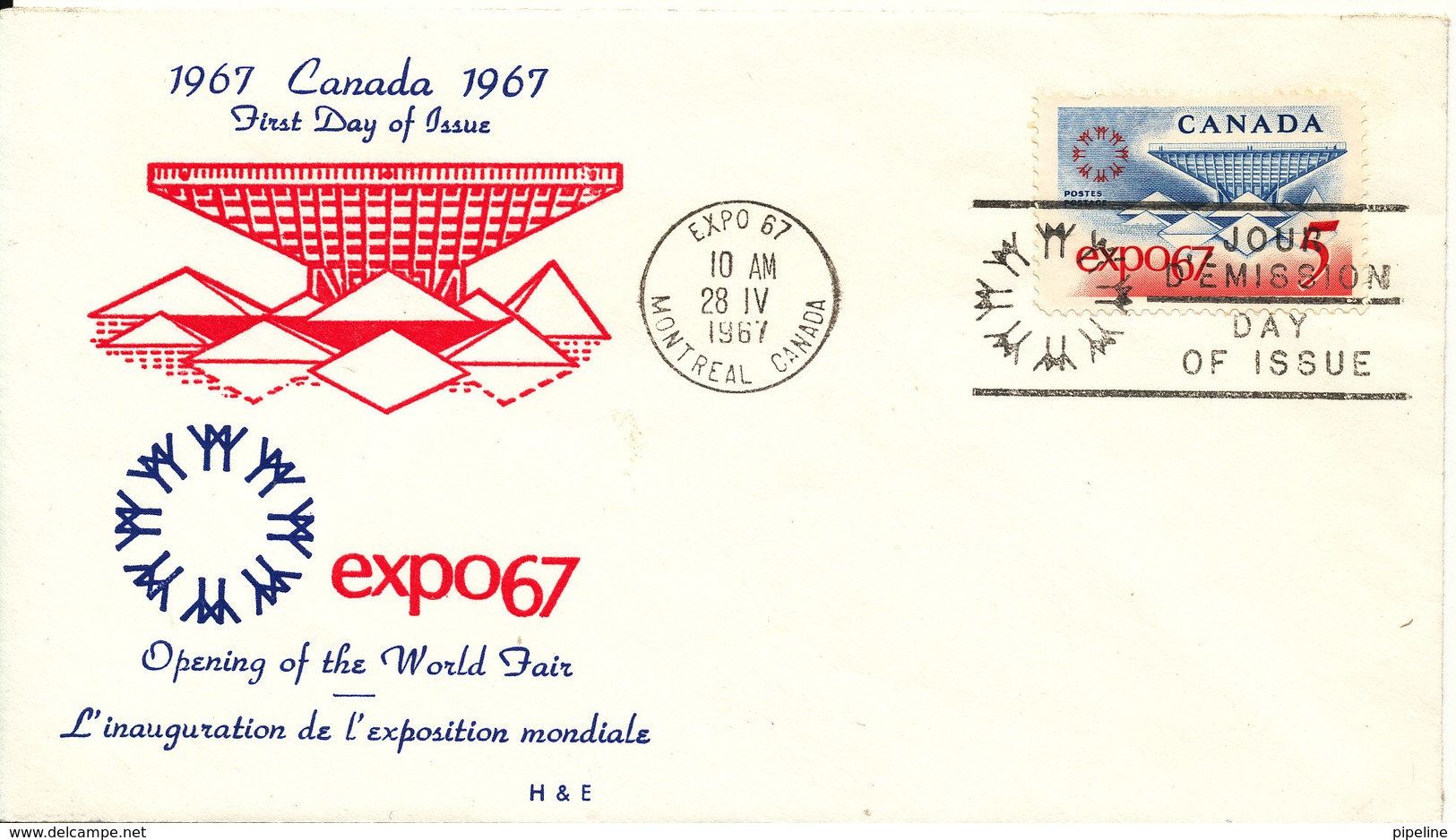 Canada FDC 28-4-1967 Expo 67 Montreal With Cachet - 1967 – Montreal (Canada)