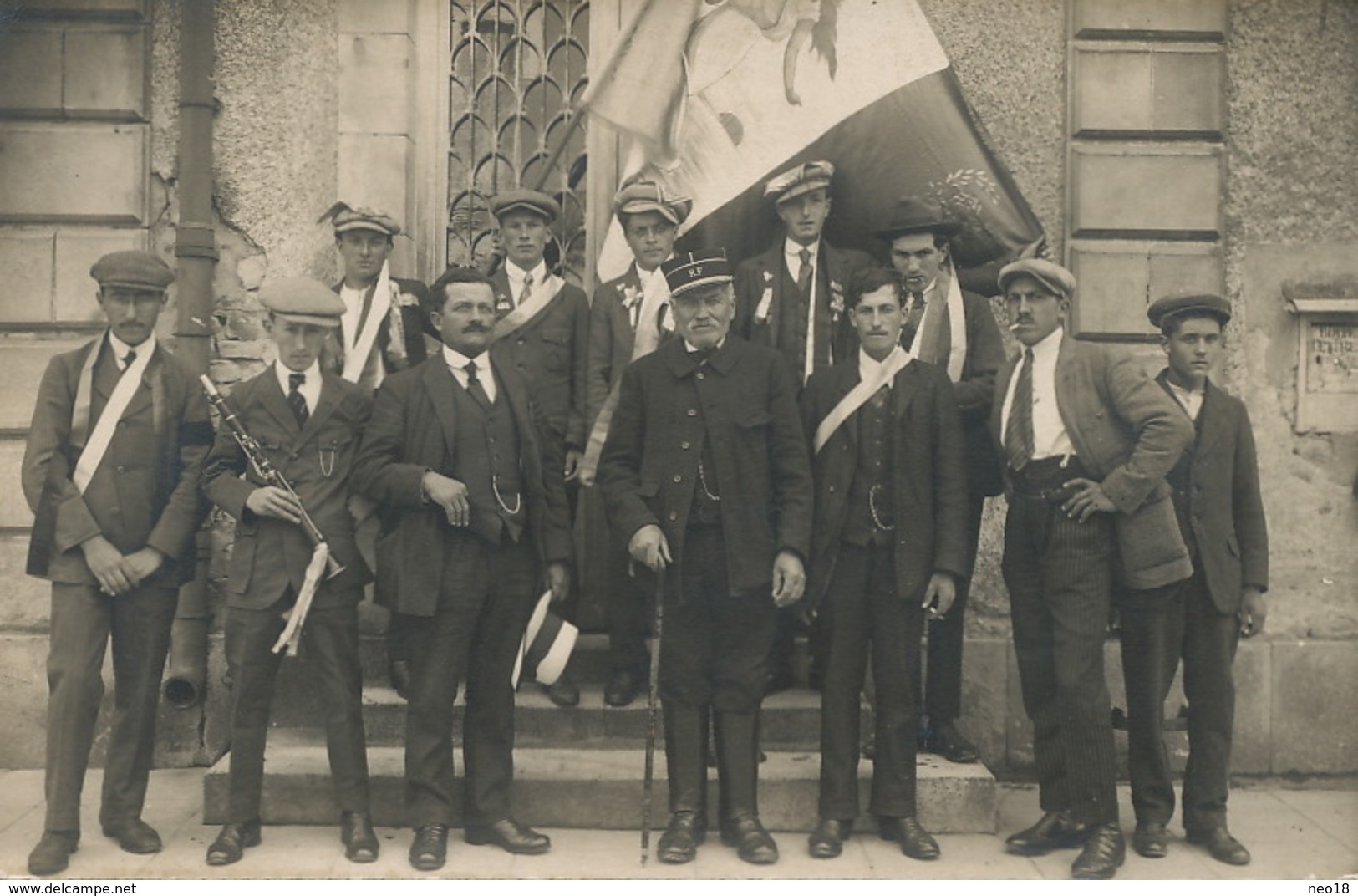 Baugy  Carte Photo Beau Groupe Conscrits Avec Garde Champetre - Baugy