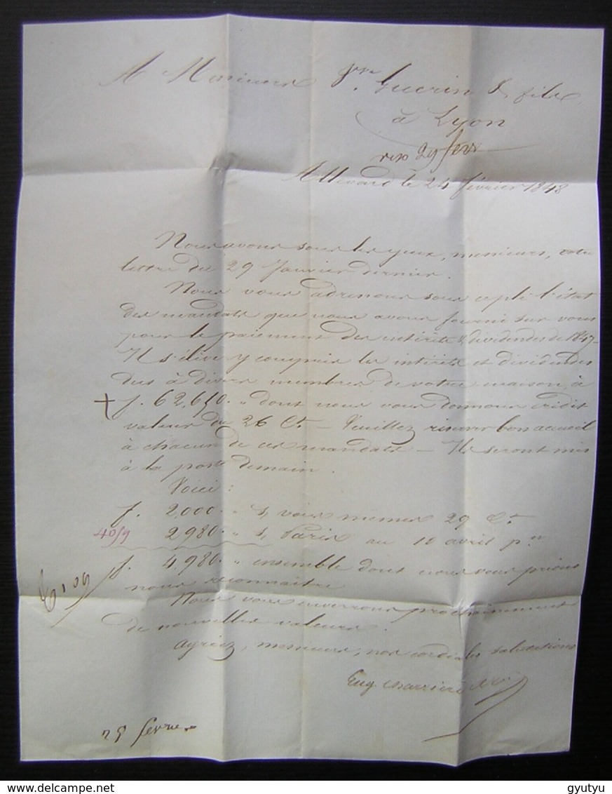 Allevard (Isère) 1848, Lettre Pour Lyon - 1801-1848: Précurseurs XIX