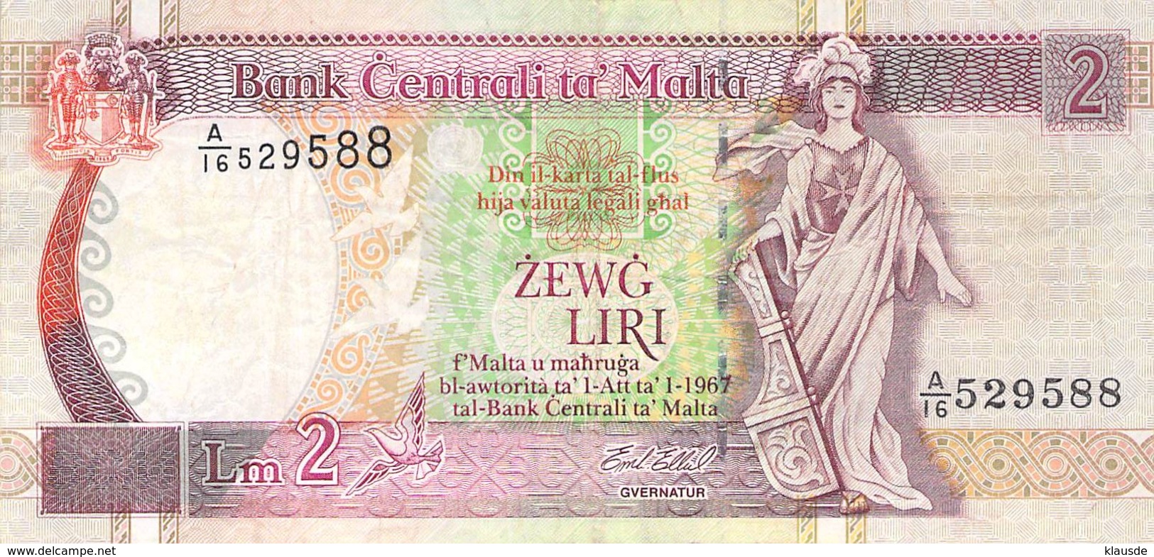 2  Liri Malta 1967 VF/F (III) - Malta