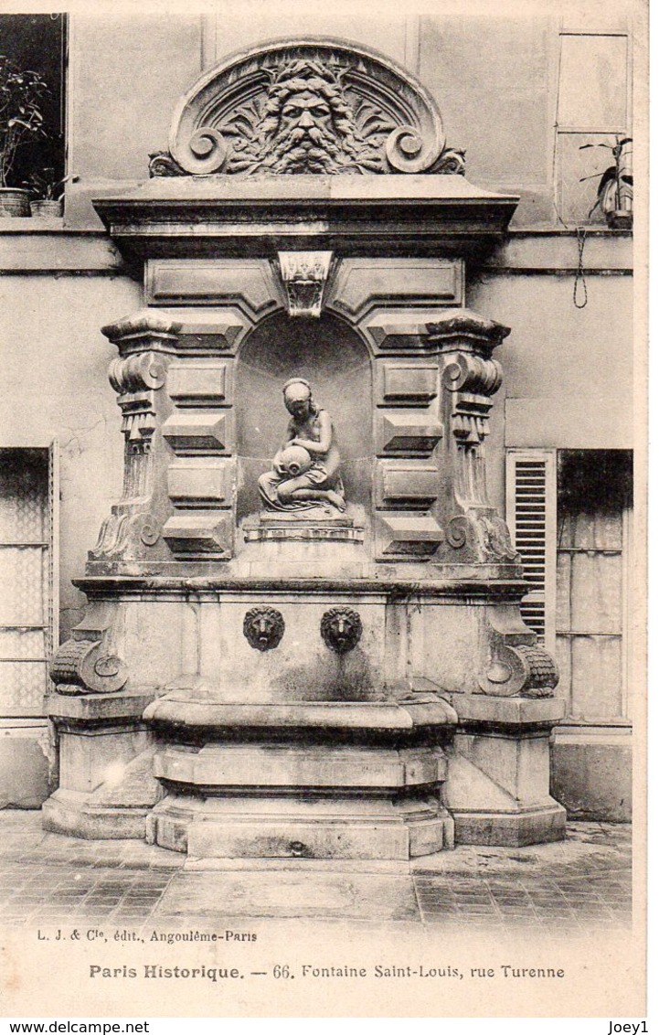 Cpa Paris Historique Fontaine St Louis Rue Turenne. - Lots, Séries, Collections