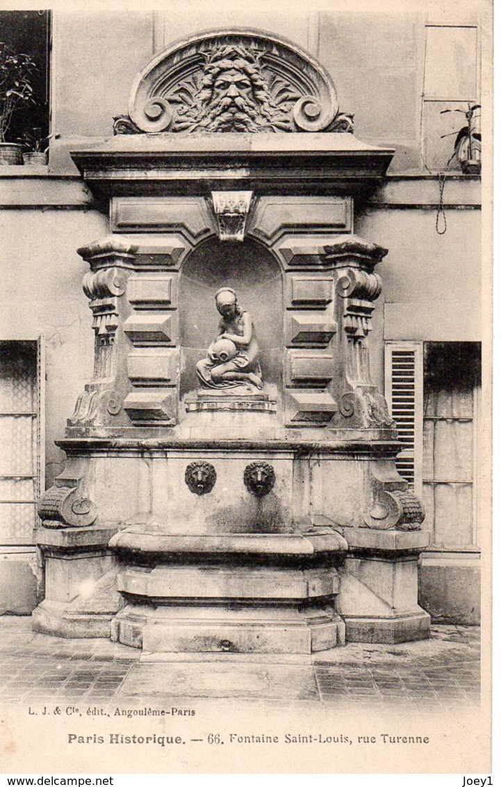 Cpa Paris Historique Fontaine St Louis Rue Turenne. - Konvolute, Lots, Sammlungen