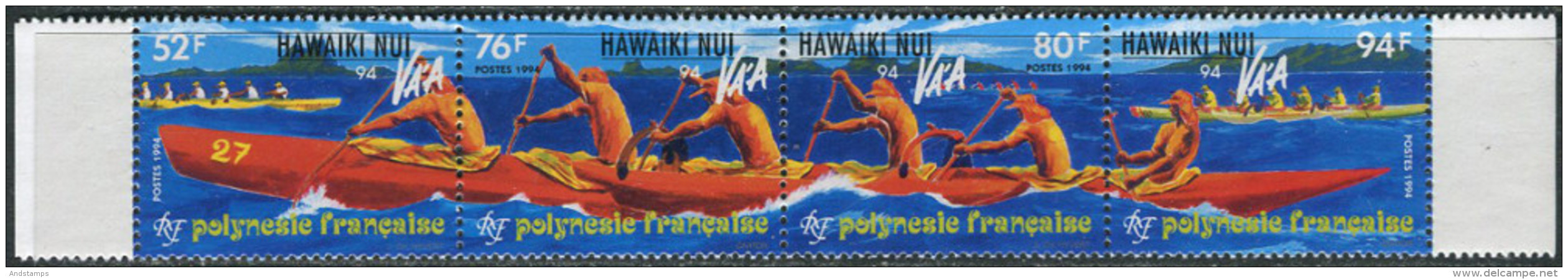 Polynesie RF 1994. Michel #664/67 MNH(**)/Luxe. Piroggen Regatta "Hawaiki Nui Va'a". (Ts25) - Kanu