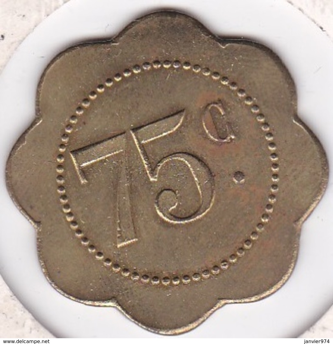 06. Alpes Maritimes. Cannes. Brasserie Du Casino 75 Centimes , En Laiton Rond Lobé - Monedas / De Necesidad