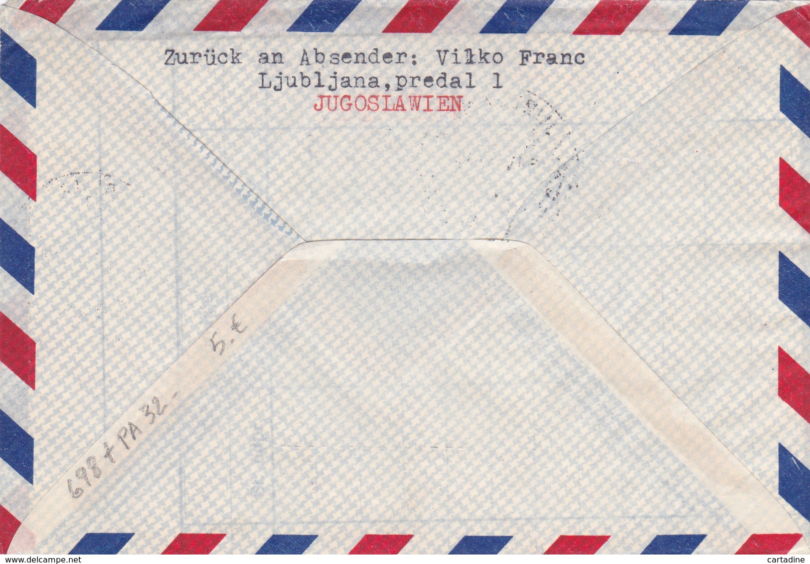 Lettre Yougoslavie - Premier Vol Lufthansa Hamburg-Wien - Timbre N° 698 + PA 32 - 1957 - Poste Aérienne