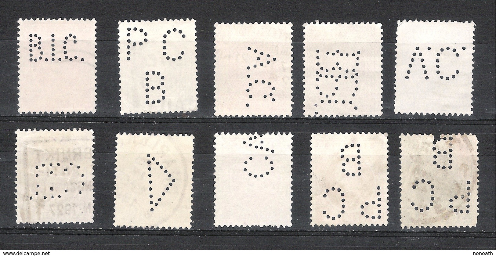 Lot 10 Timbres Perforés - Perfins - Non Classés