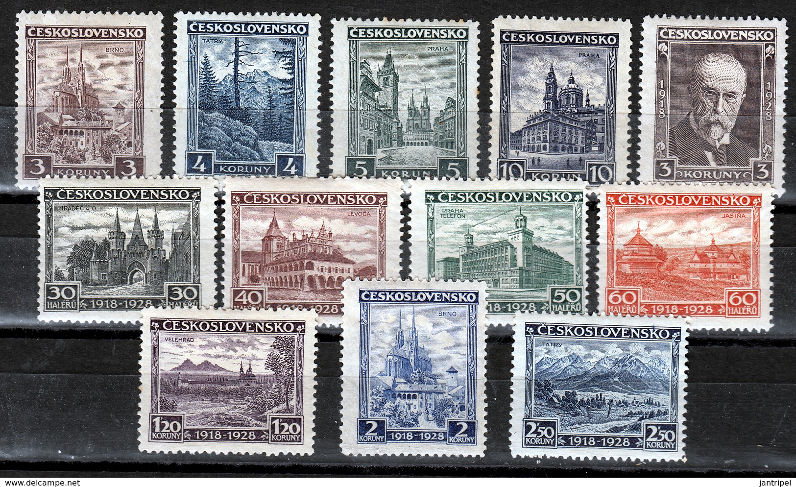 CHECHOSLOVAKYA 1928 PART SET & 1929 VIEWS  MH - Unused Stamps