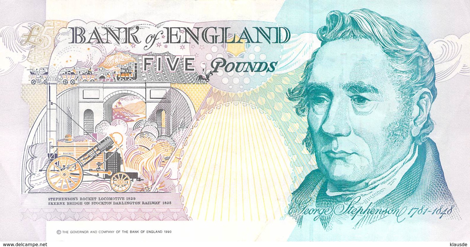 Five Pounds England 1990 AU/EF (II) - 5 Pounds