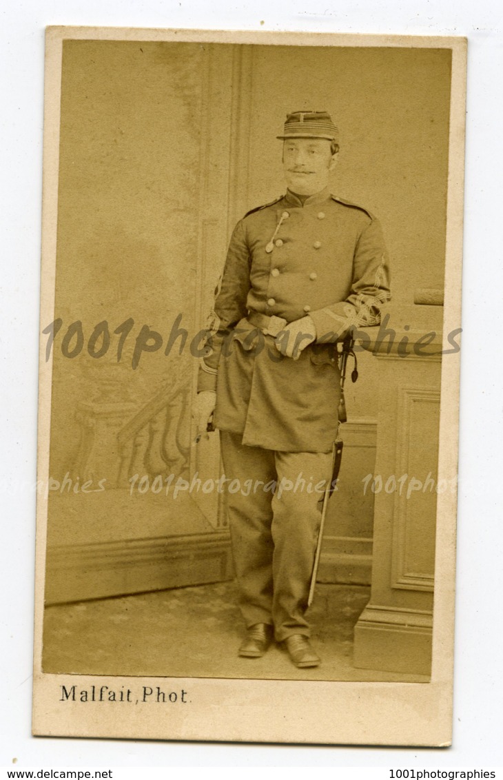 CDV Cl&eacute;ment Malfait Photographie, Dunkerque. Portrait D&#039;un Militaire. - Autres & Non Classés