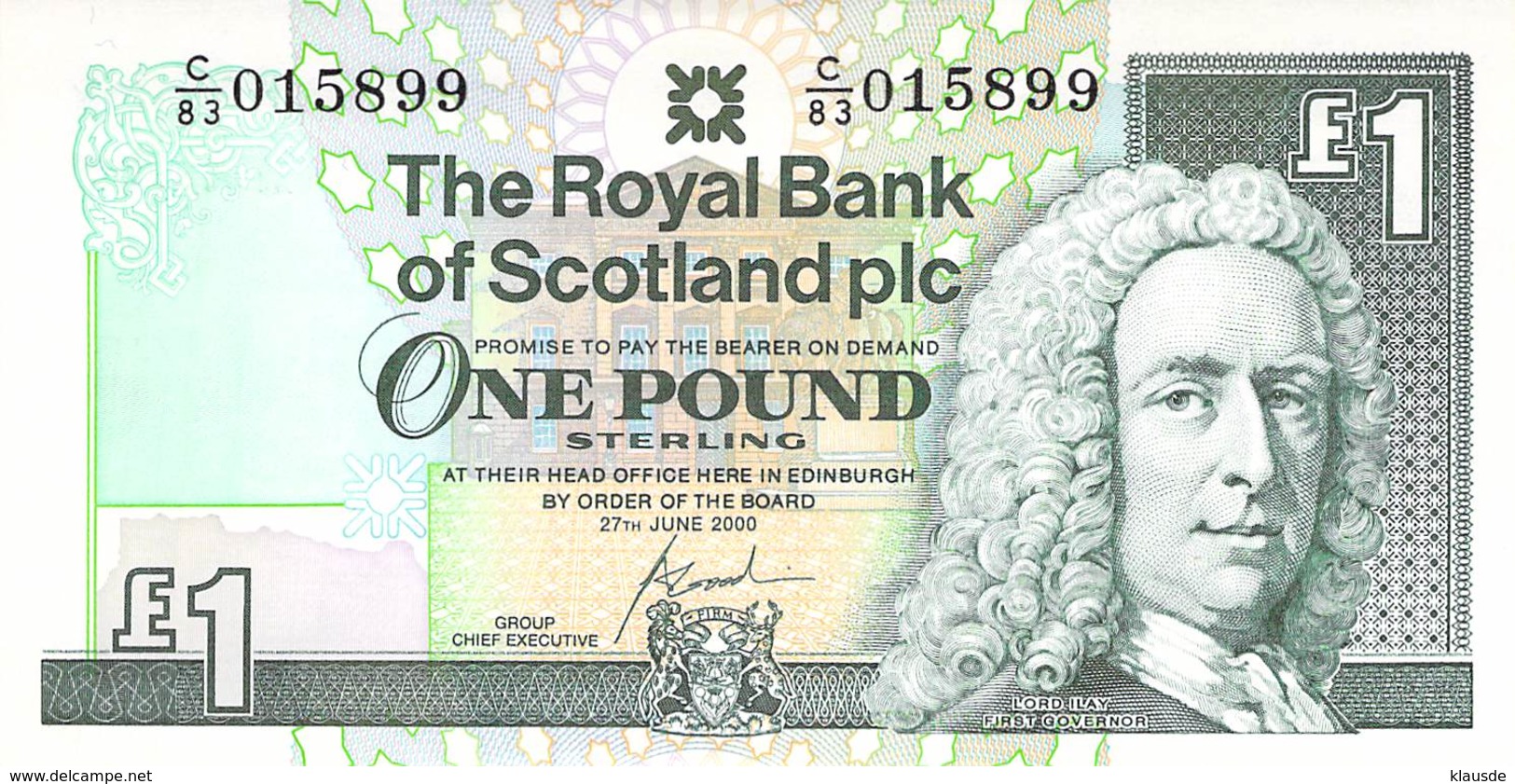 One Pound Scottland 2000 UNC - 1 Pound