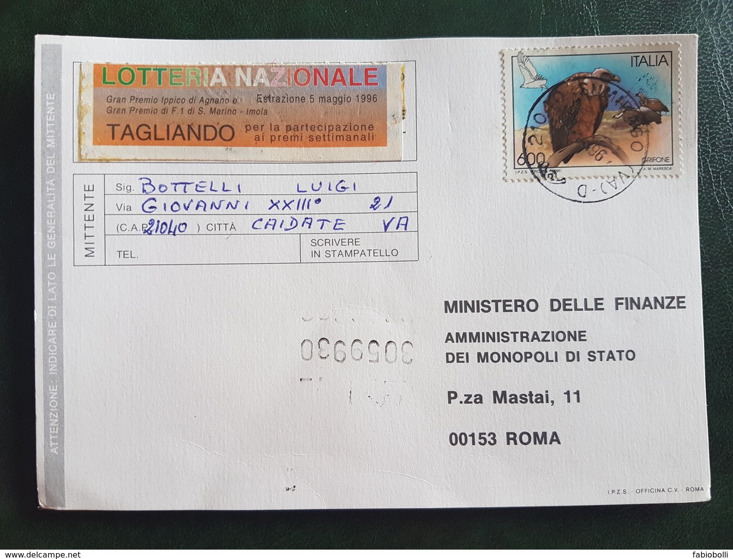 (40956) STORIA POSTALE  ITALIA 1996 - 1991-00: Marcophilie