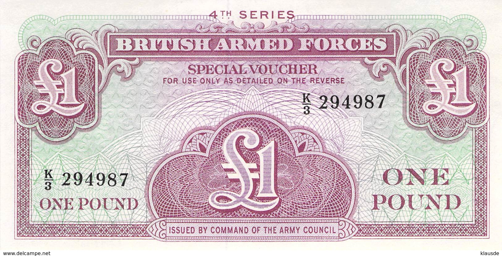 One Pound British Armed Forces UNC - Fuerzas Armadas Británicas & Recibos Especiales