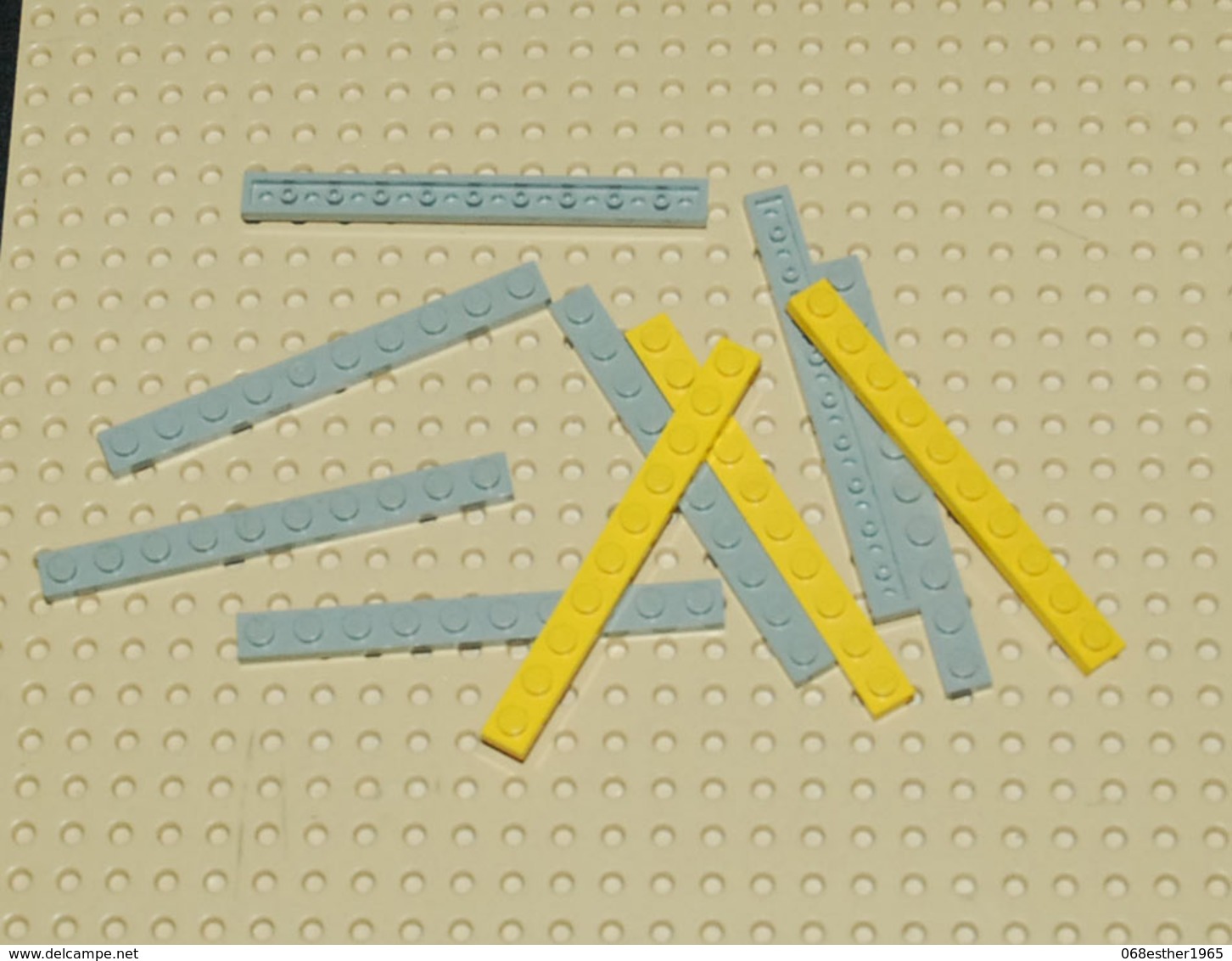Lego Lot 10 X Plate Gris Et Jaune 1x10 Ref 4477 - Lego Technic