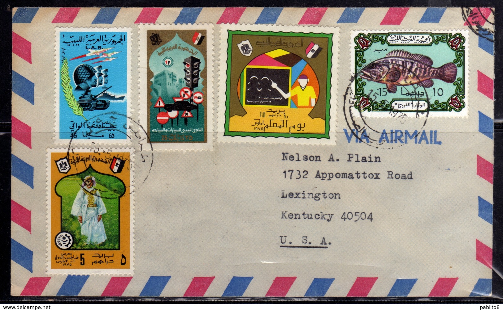 LIBYA LIBIA REPUBLIC GADDAFI ISSUE GHEDDAFI LAR 15 5 1975 AIR MAIL  PAR AVION LETTER COVER LETTERA LETTRE - Libyen