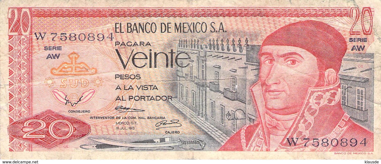 20 Pesos Mexico 1973 VG/G (IV) - Mexiko
