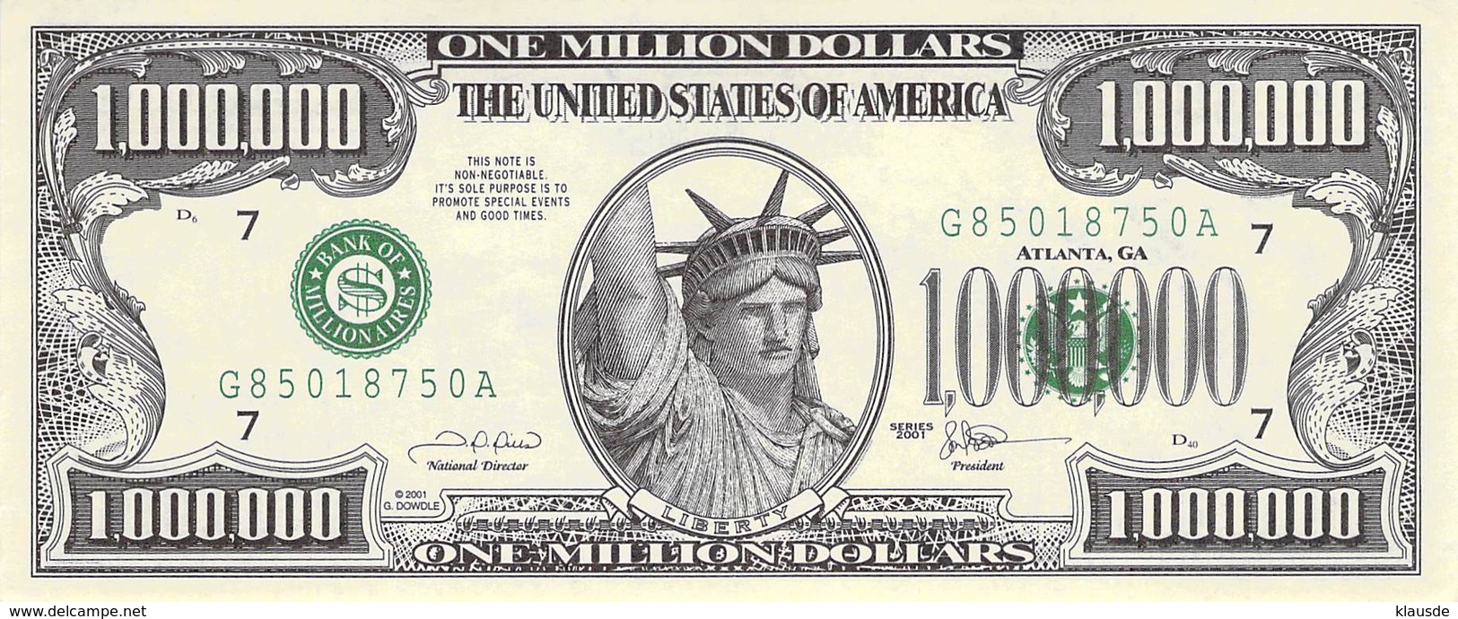 1 Mio Dollar Liberty / Fantasy Banknote UNC - Sonstige – Amerika
