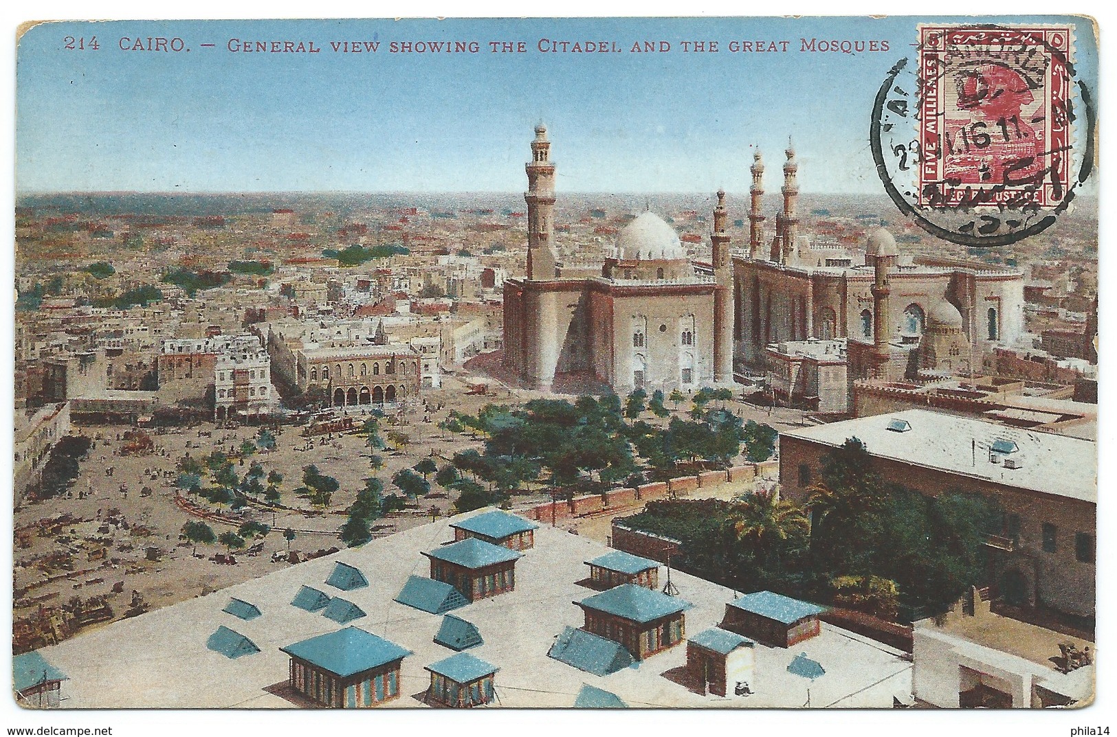 CARTE POSTALE / LE CAIRE CAIRO / GENERAL VIEW SHOWING THE CITADEL THE MOSQUES / 1916 / CACHET CONTROLE CENSURE / VISE - Cairo