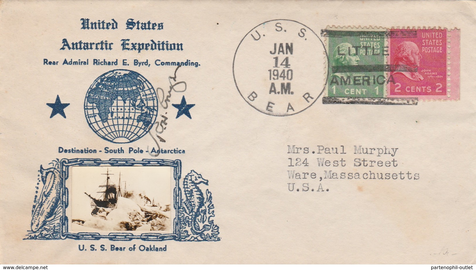 Stati Uniti, U.S. Antarctic  Expedition Destinazione Polo Sud   14/Jan 1940 - Altri & Non Classificati