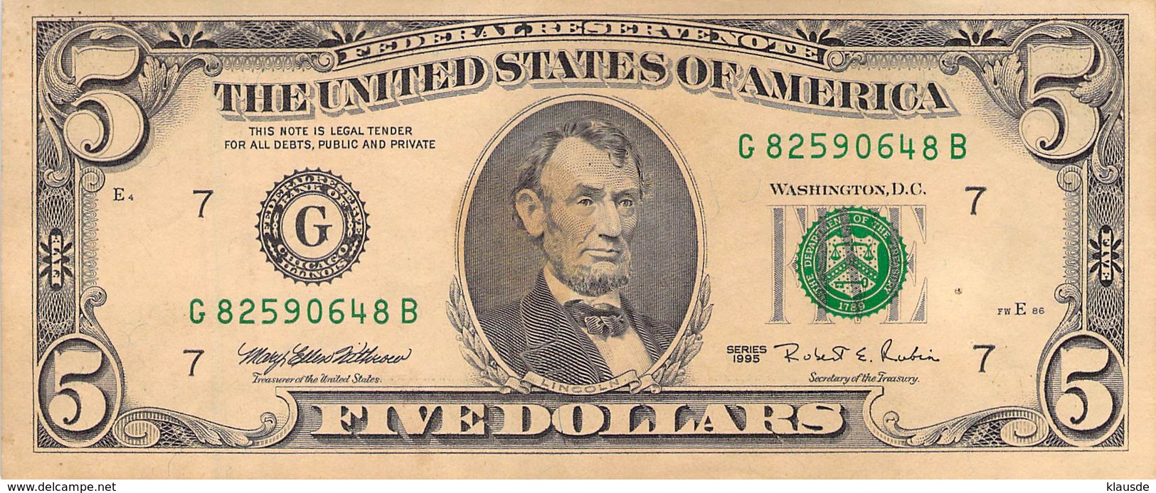 Five Dollar USA AU/EF (II) - Billets De La Federal Reserve (1928-...)