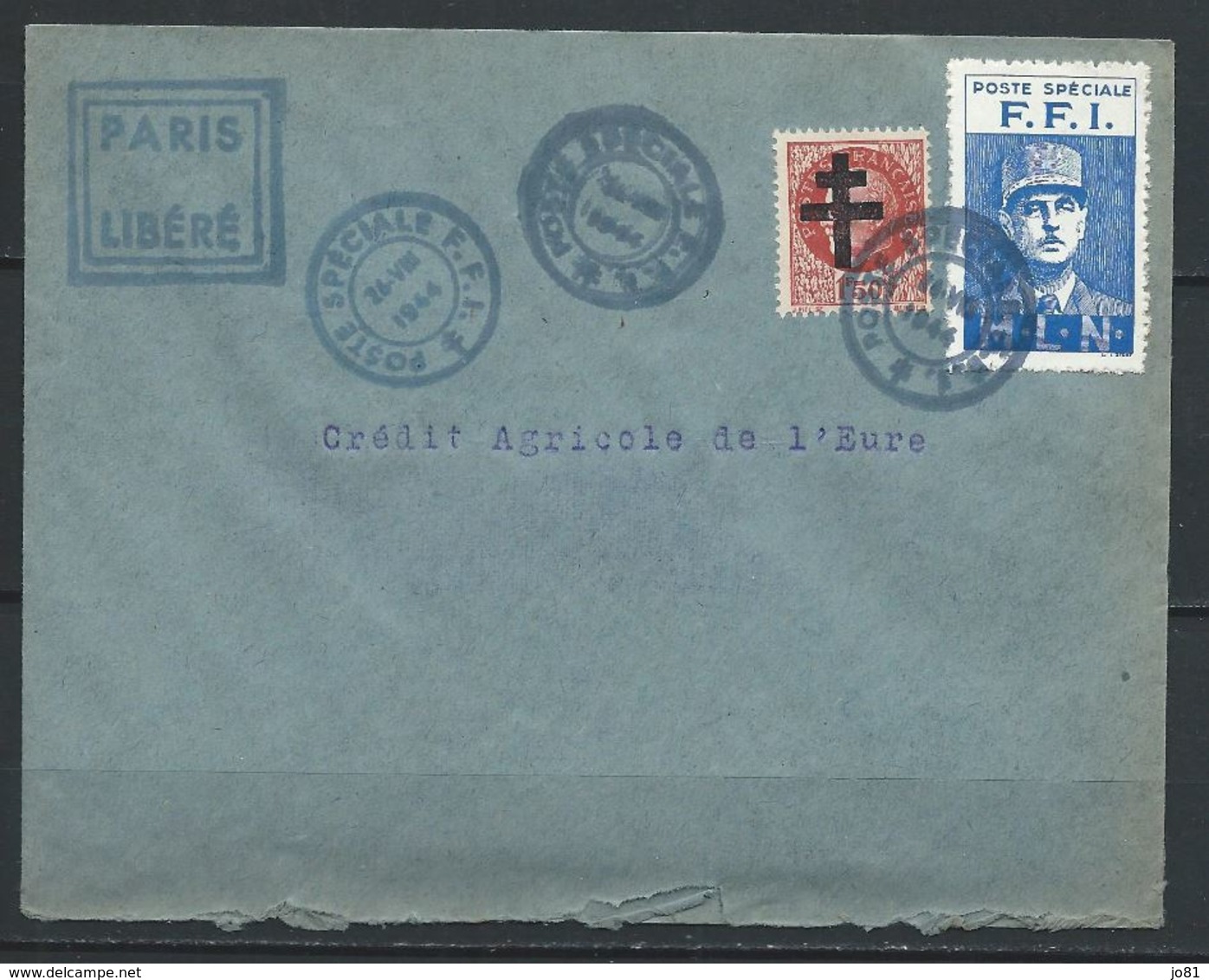 France Libération Paris Envellope CAE 26 VIII 1944 Cachet Paris Libéré - Liberación