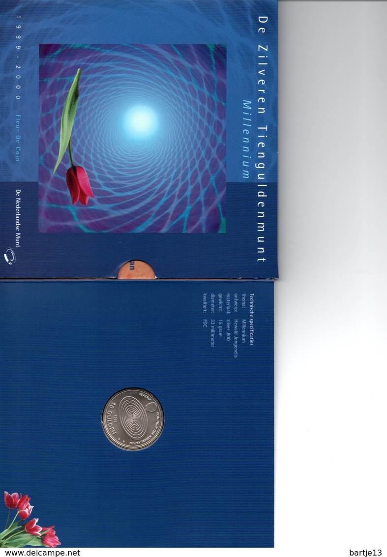 NEDERLAND 10 GULDEN 1999 ZILVER FDC MILLENNIUM IN ORIGINELE FOLDER - 1980-2001 : Beatrix