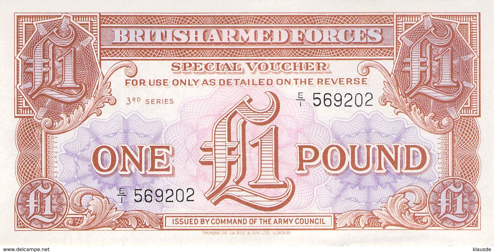 One Pound British Armed Forces UNC - British Armed Forces & Special Vouchers