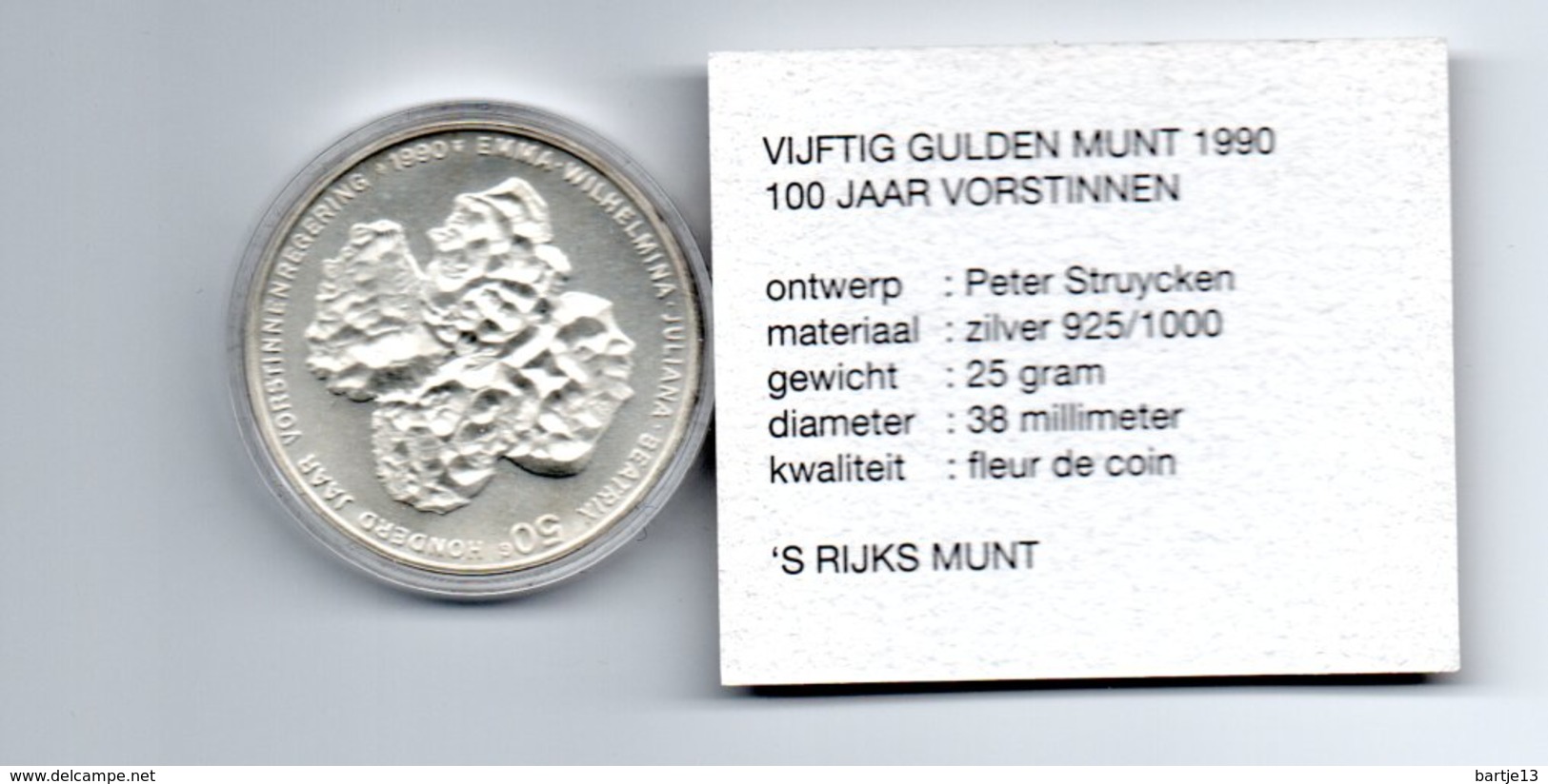 NEDERLAND 50 GULDEN 1990 ZILVER FDC 100 JAAR VORSTINNEN IN ORIGINELE VERPAKKING - 1980-2001 : Beatrix