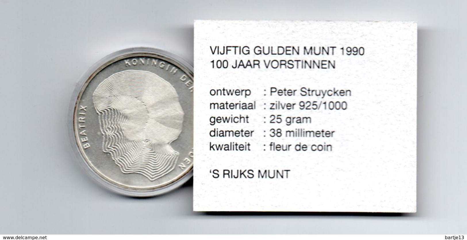 NEDERLAND 50 GULDEN 1990 ZILVER FDC 100 JAAR VORSTINNEN IN ORIGINELE VERPAKKING - 1980-2001 : Beatrix