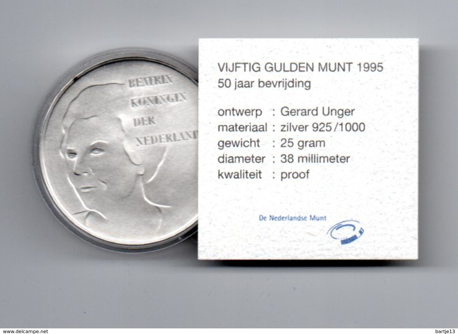 NEDERLAND 50 GULDEN 1995 ZILVER PROOF 50 JAAR BEVRIJDING IN ORIGINELE VERPAKKING - 1980-2001 : Beatrix