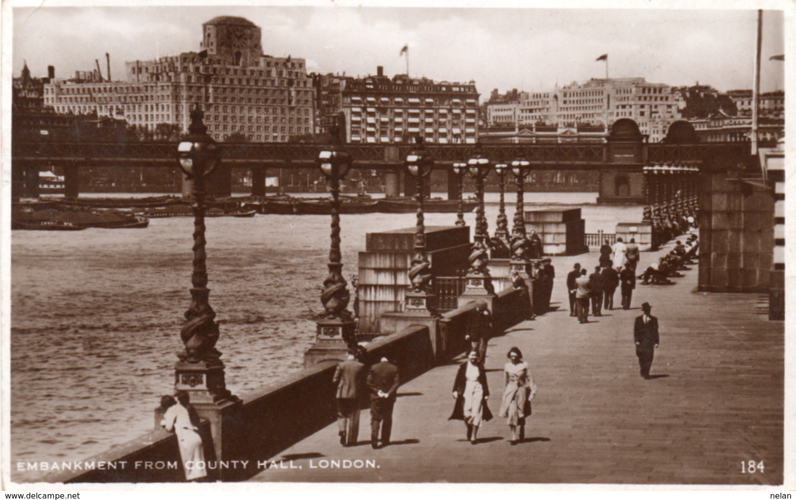 EMBANKMENT FROM COUNTY HALL-LONDON-REAL PHOTO -VIAGGIATA 1936 - Altri & Non Classificati