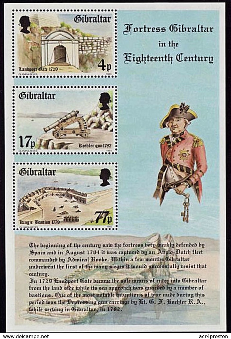 A1321 GIBRALTAR 1983, SG MS500 Fortress Gibraltar  In The 18th Century,  MNH - Gibilterra