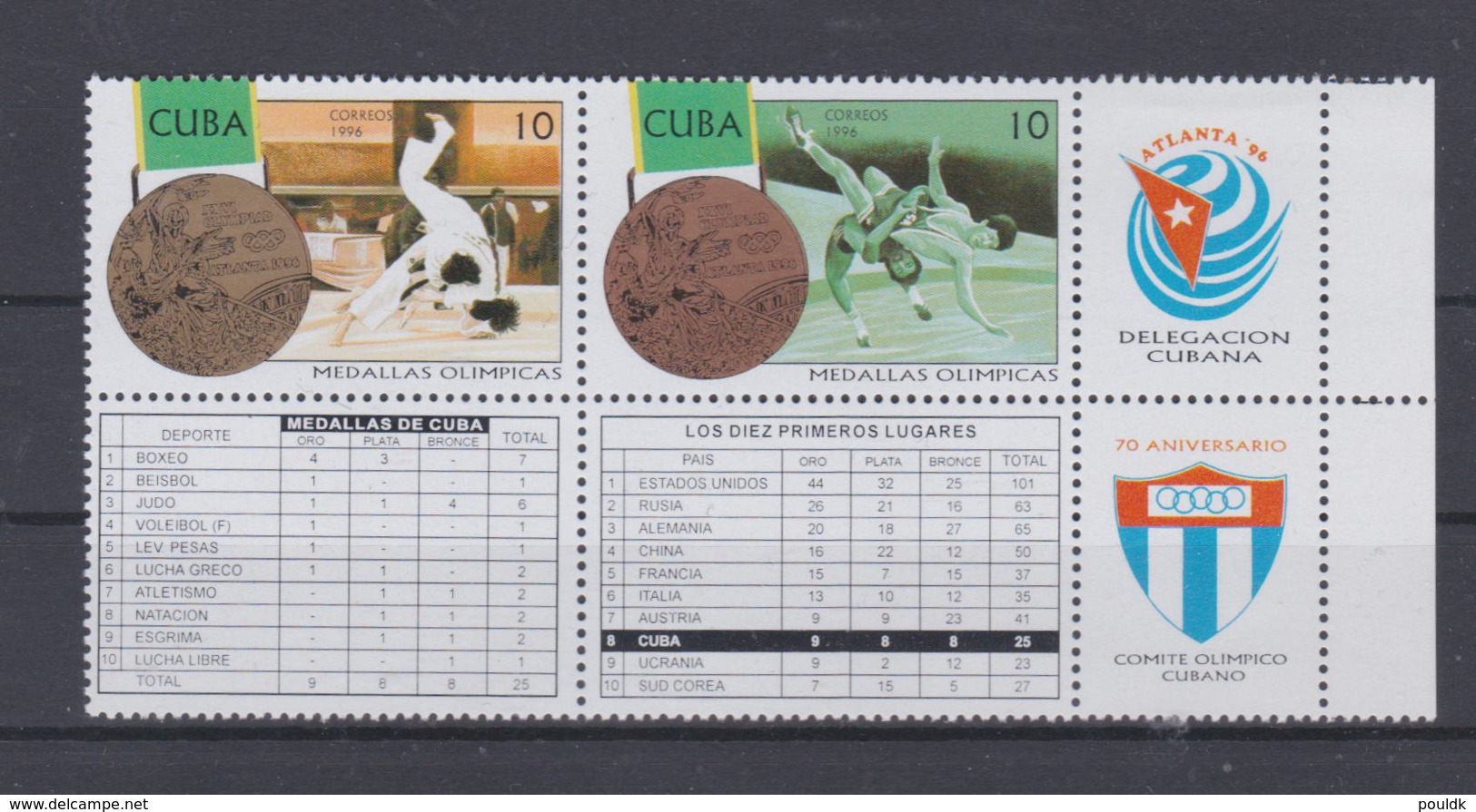 Cuba 1996 Olympic Games Atlanta   Stamps W/imprint In Margin 70. Anniv. Comite Olimpico Cubano MNH/** (H54) - Sommer 1996: Atlanta