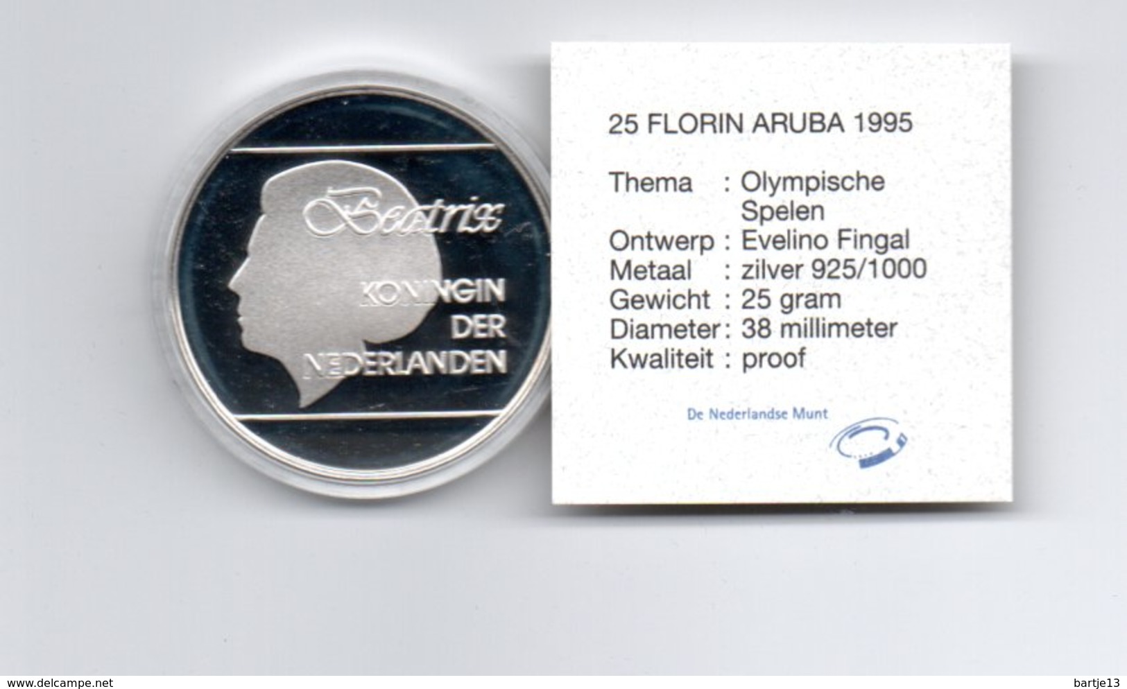 ARUBA 25 FLORIN 1995 ZILVER PROOF OLYMPISCHE SPELEN  ATLANTA - ZONDER OLYMPISCHE RINGEN SCHAARS - Autres – Amérique