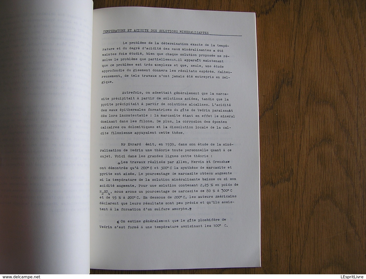 LA MINERALISATION DE VEDRIN Daoust D Régionalisme Namur Géologie Minéralogie Minerai Exploitation Mines Carrières - Belgique