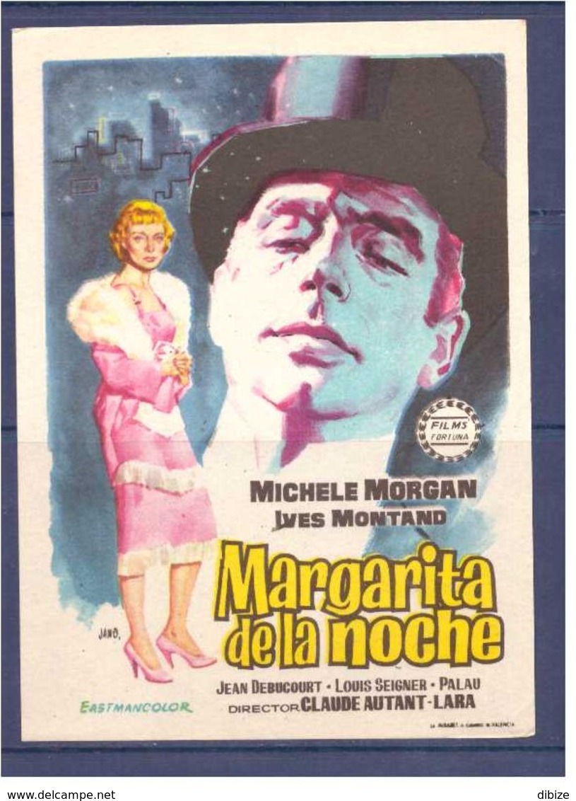 Programa Cine. Margarita De La Noche. Michele Morgan. Ives Montand. Francia Italia 1956. Sello Cine Alcazar. Tanger. Mar - Affiches & Posters