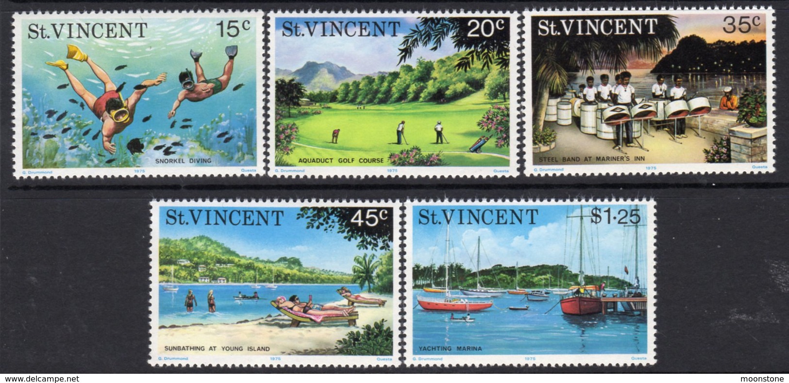 St. Vincent 1975 Tourism Set Of 5, MNH, SG 451/5 - St.Vincent (...-1979)