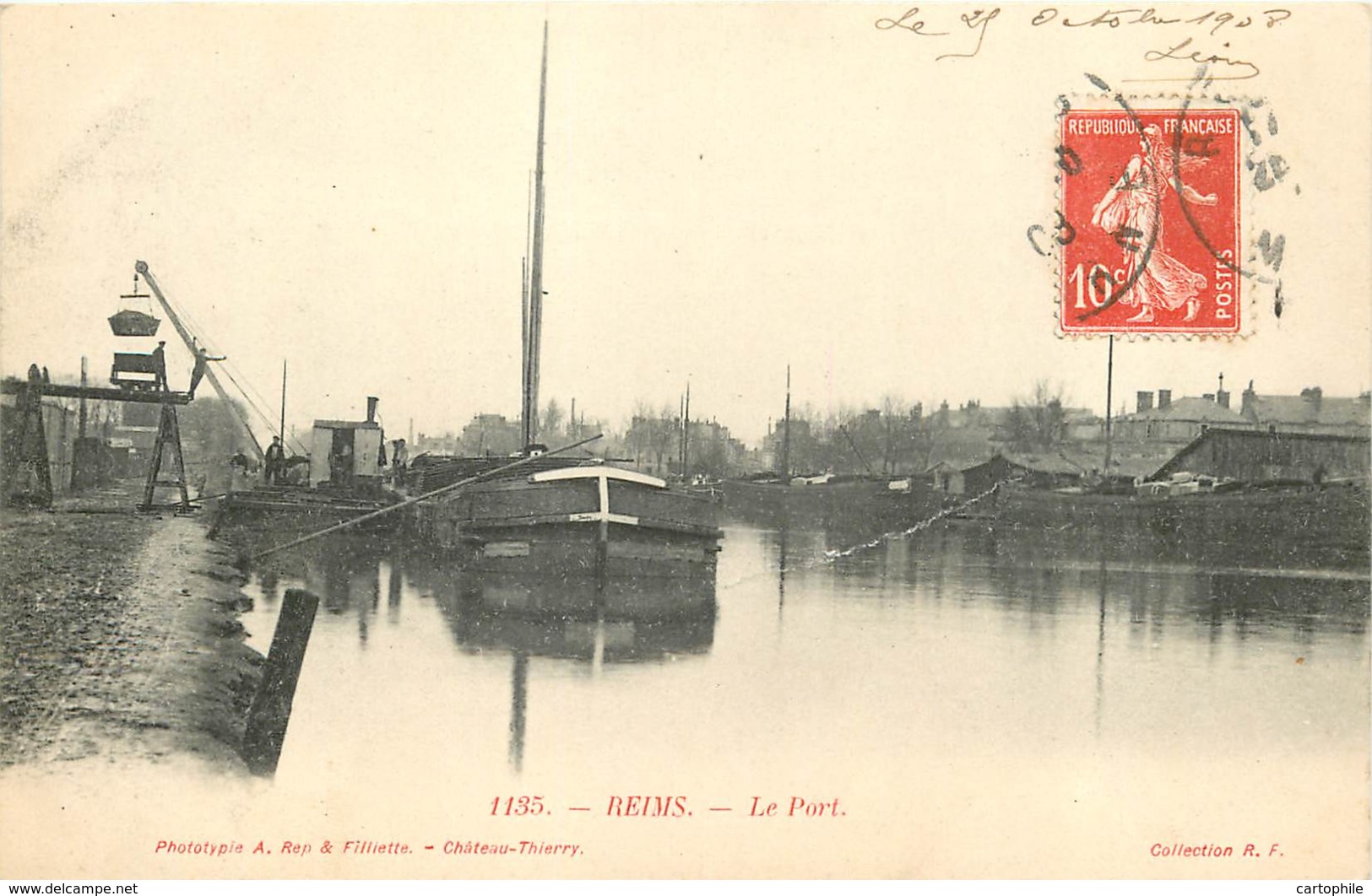 51 - REIMS - Le Port - Chargement D'une Péniche En 1908 - Reims