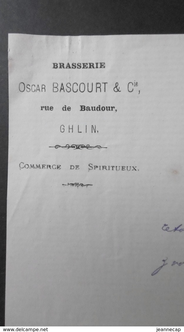 Brasserie Oscar BASCOURT Rue De Baudour, GHLIN, 11 Aout 1883 - 1900 – 1949